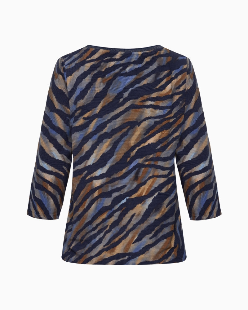 Betty Barclay Animal Print Sweatshirt in Blue back sleeve detail
