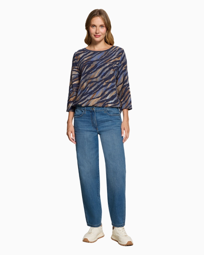 Betty Barclay Animal Print Sweatshirt in Blue styled view