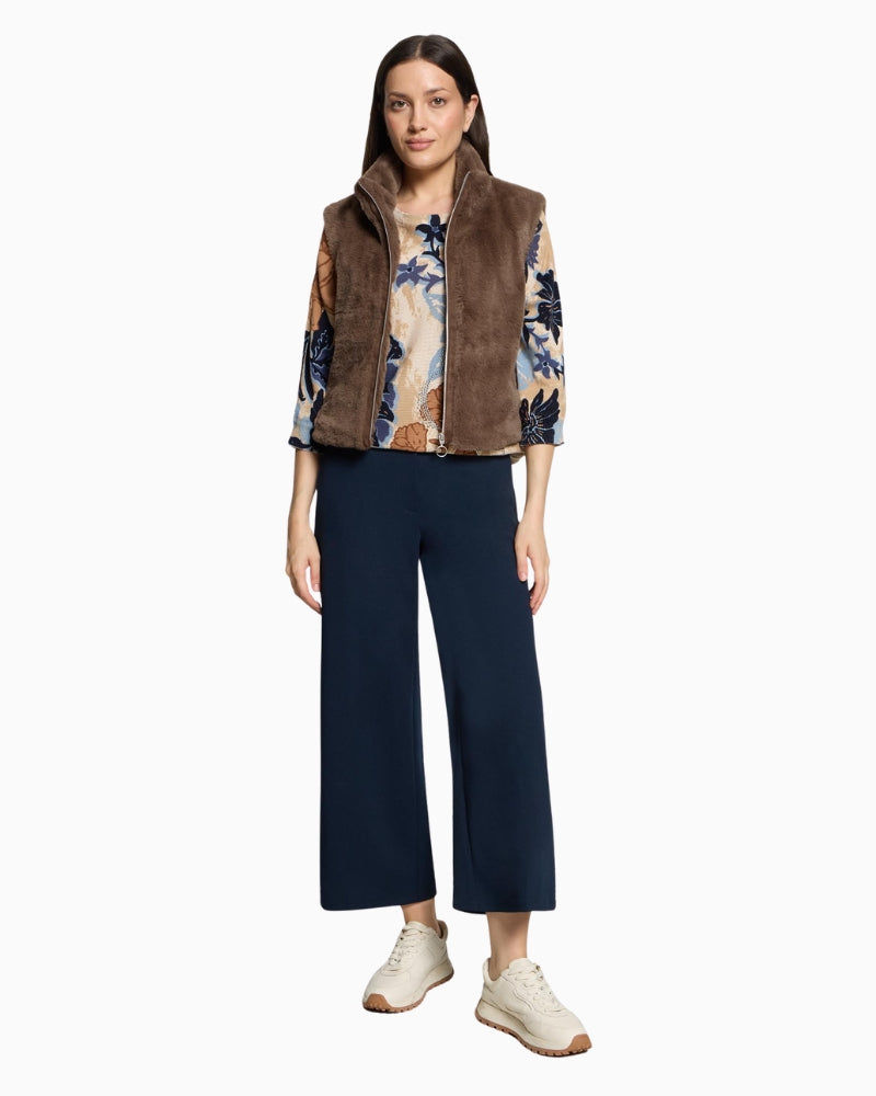 Betty Barclay Faux Fur Gilet in Tan styled view