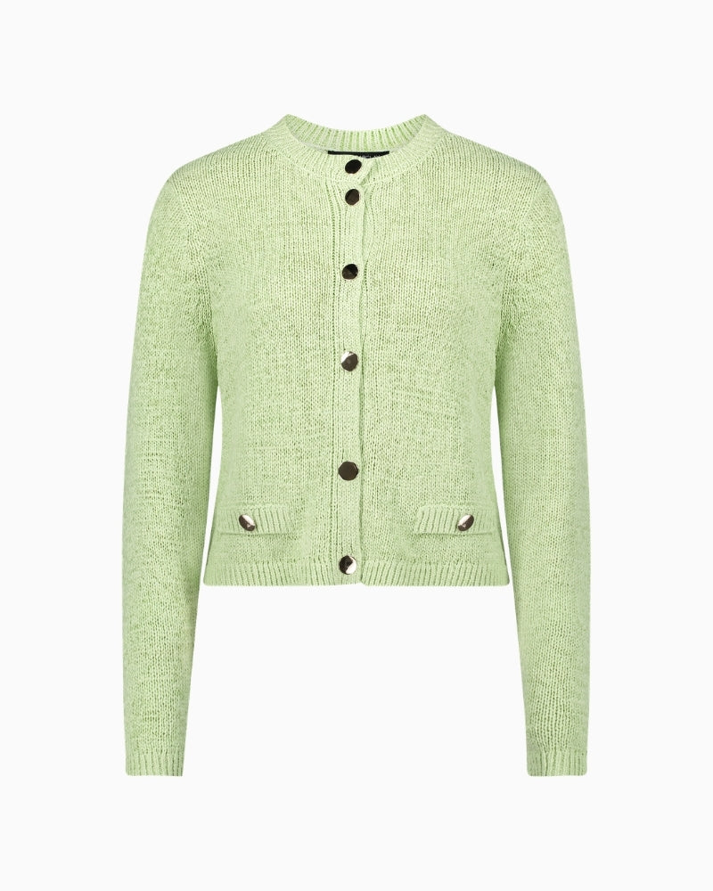 Betty Barclay Knit Cardigan foam green front view