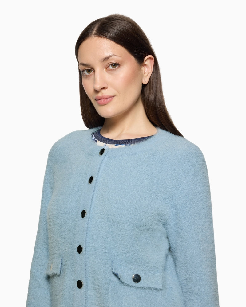 Betty Barclay Knit Cardigan in Pale Blue button detail