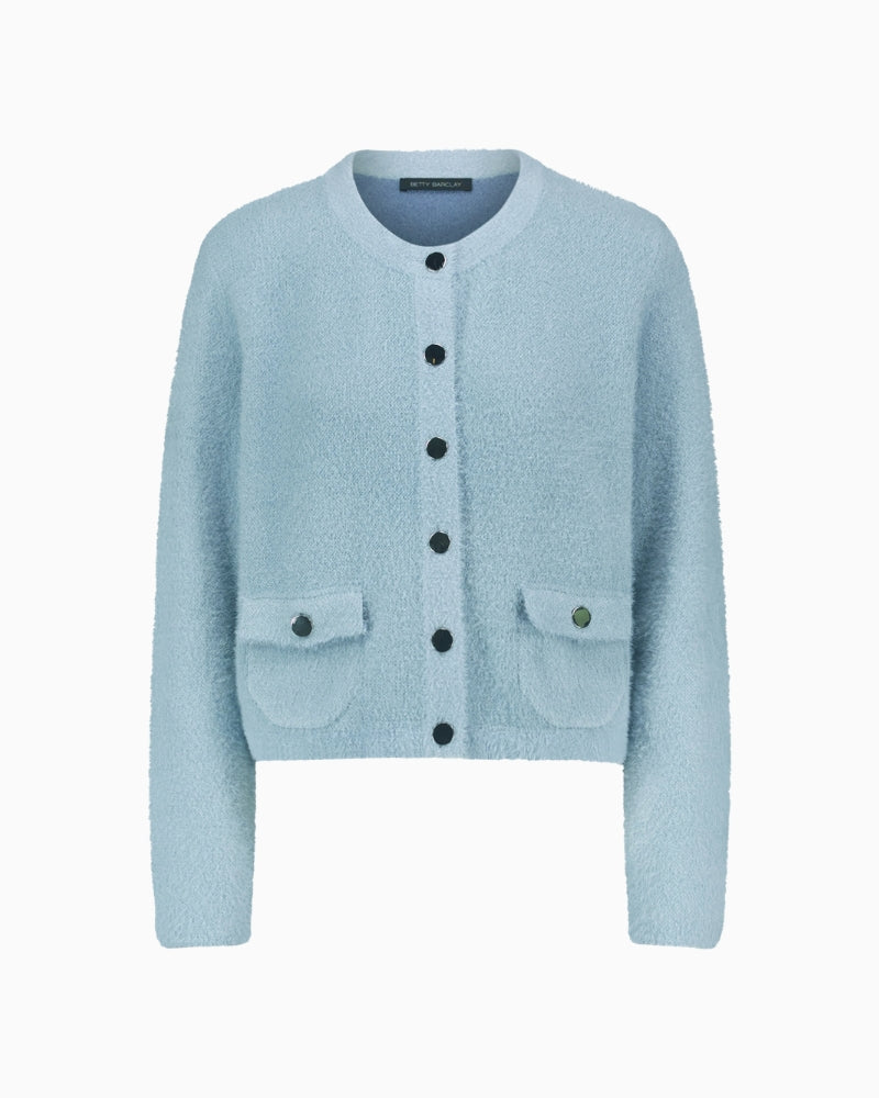 Betty Barclay Knit Cardigan in Pale Blue fabric detail