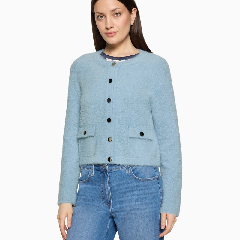 Betty Barclay Knit Cardigan in Pale Blue front view