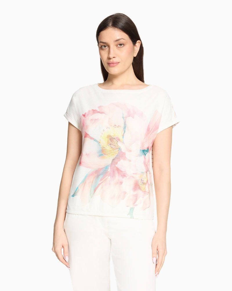 Betty Barclay placement jersey top front view on model – Áines Boutique