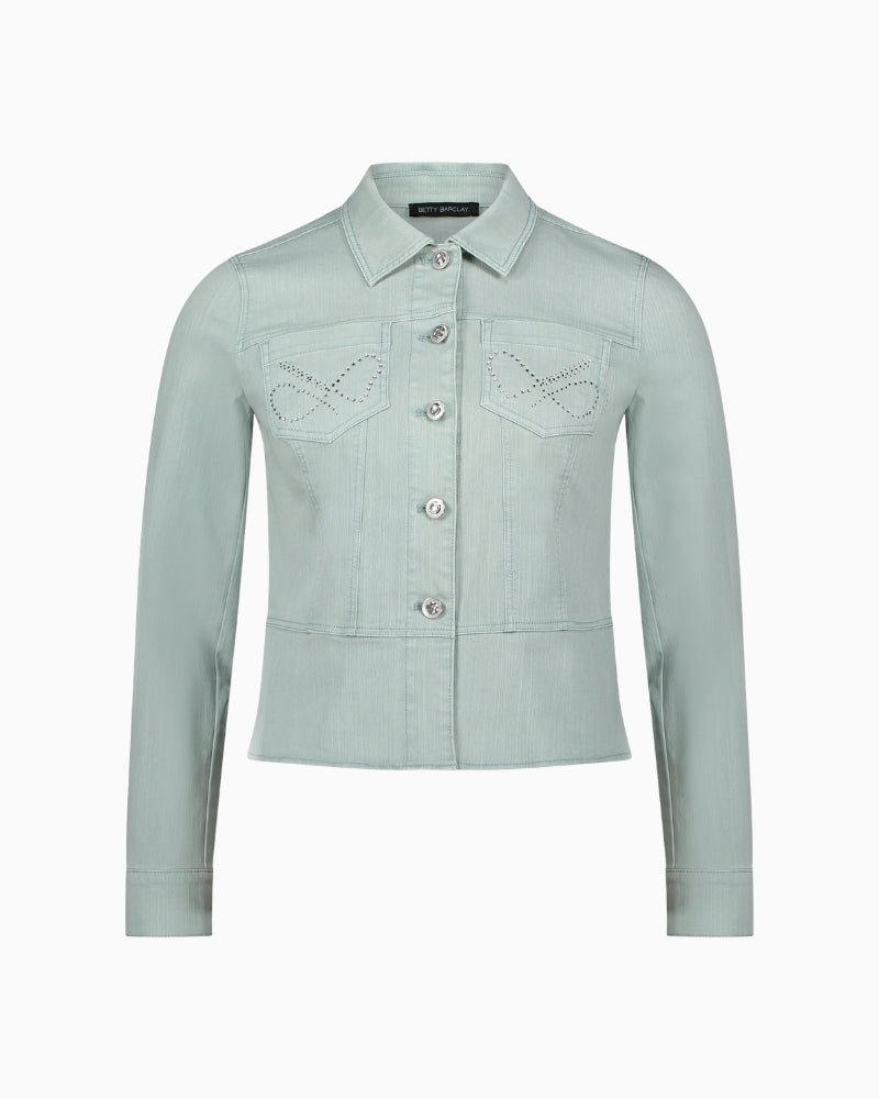Betty Barclay short denim blazer front view – Áines Boutique