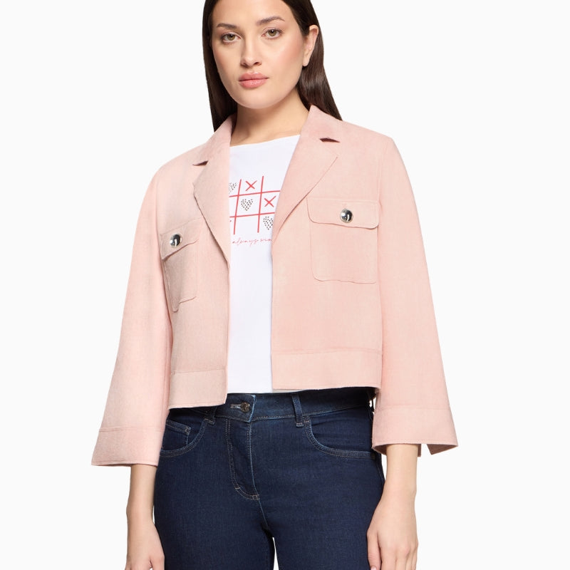 Betty Barclay suede effect blazer front view on model – Áines Boutique
