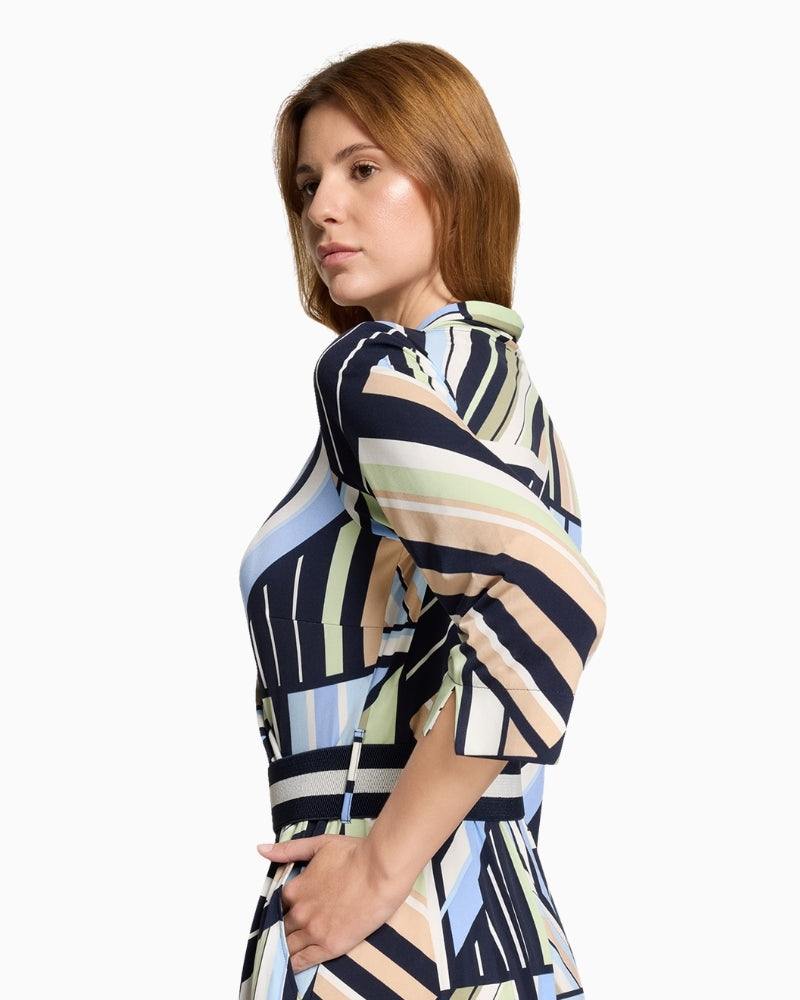 Betty Barclay midi dress blue green graphic side view