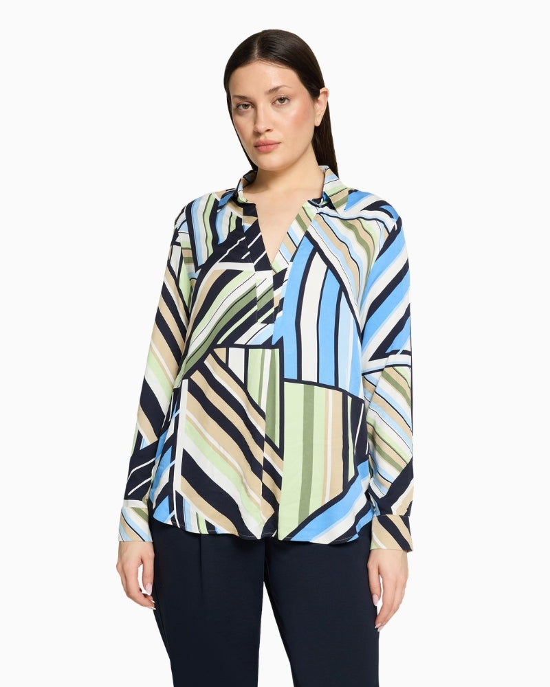 Betty Barclay overblouse blue green graphic front view