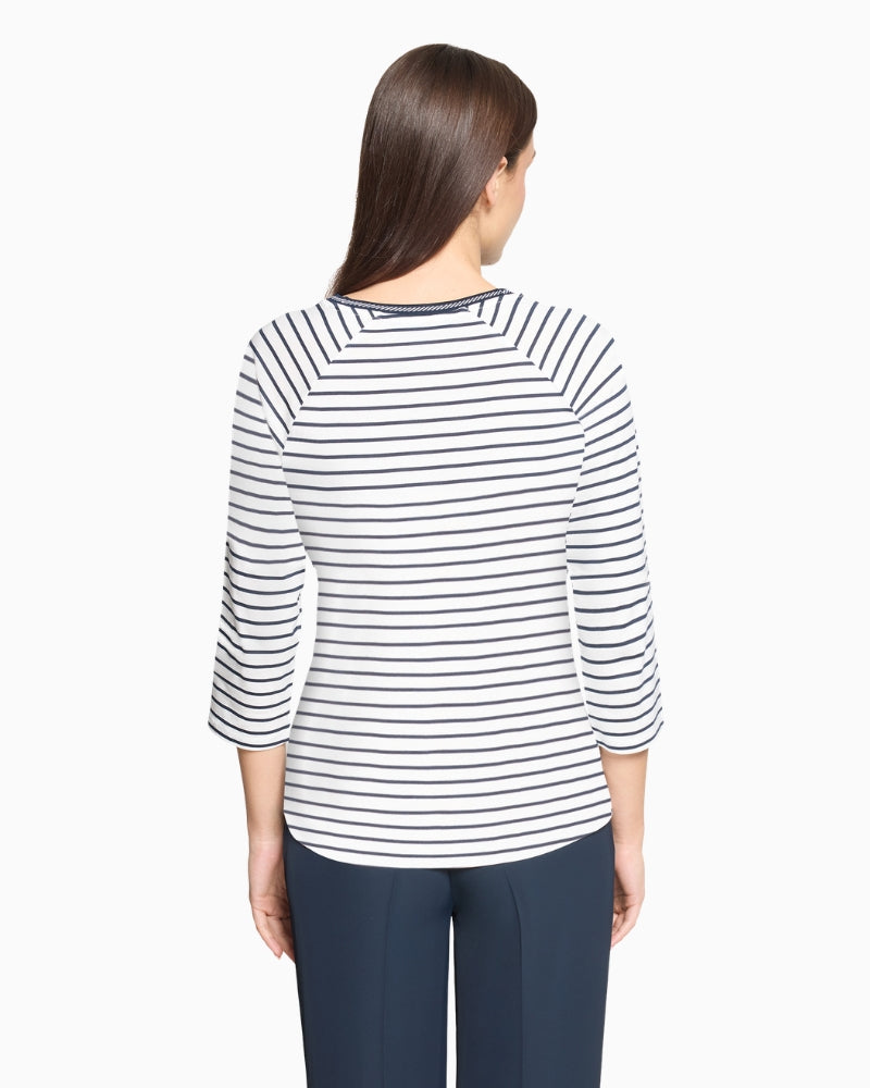 Betty Barclay striped top cream navy back view