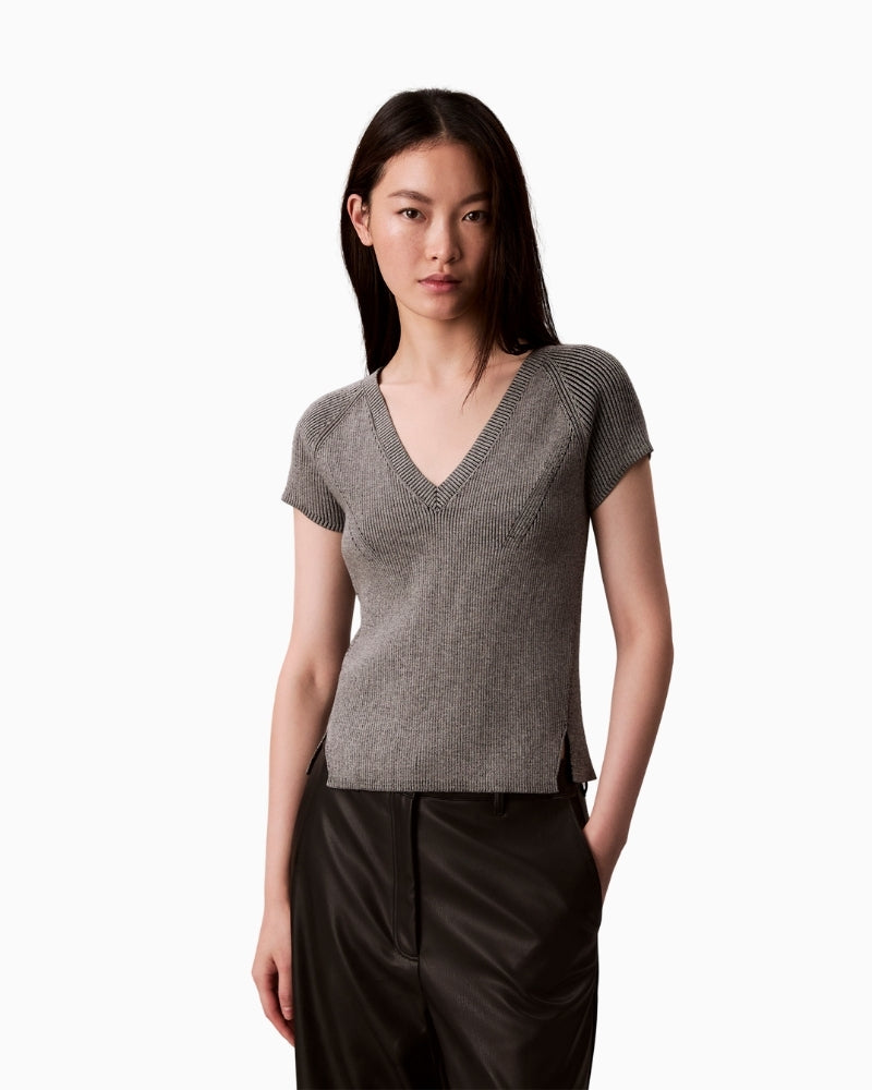 Grey CK Jeans snowy plaited sleeveless knitted sweater