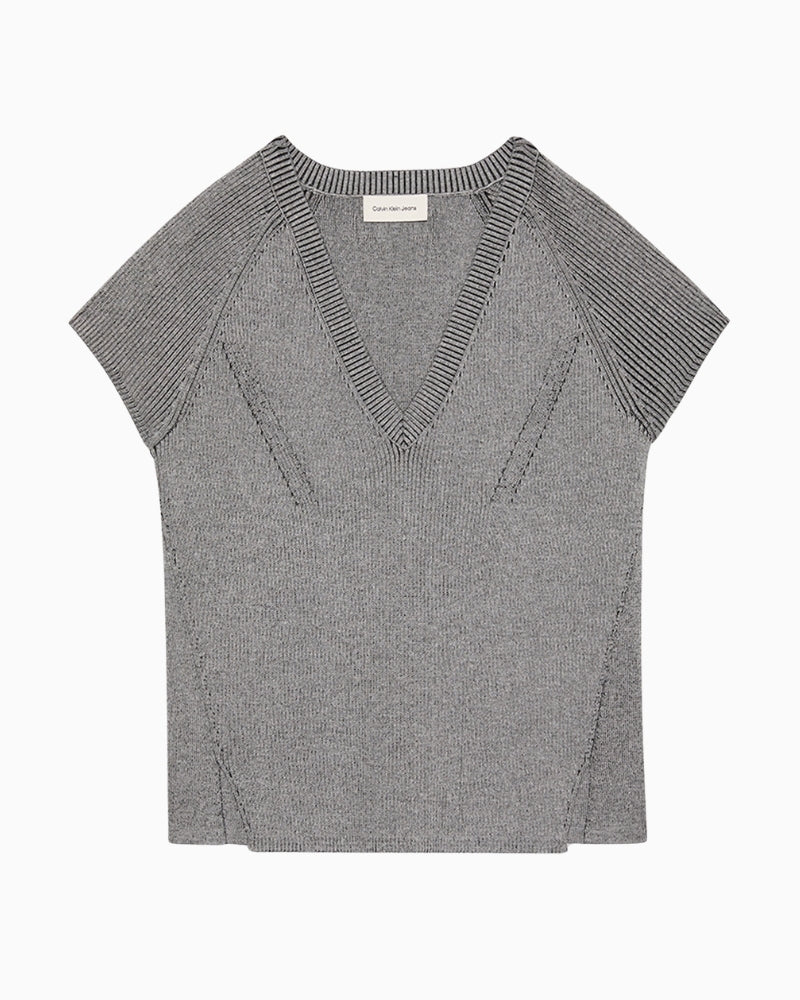 Grey CK Jeans snowy plaited sleeveless knitted sweater