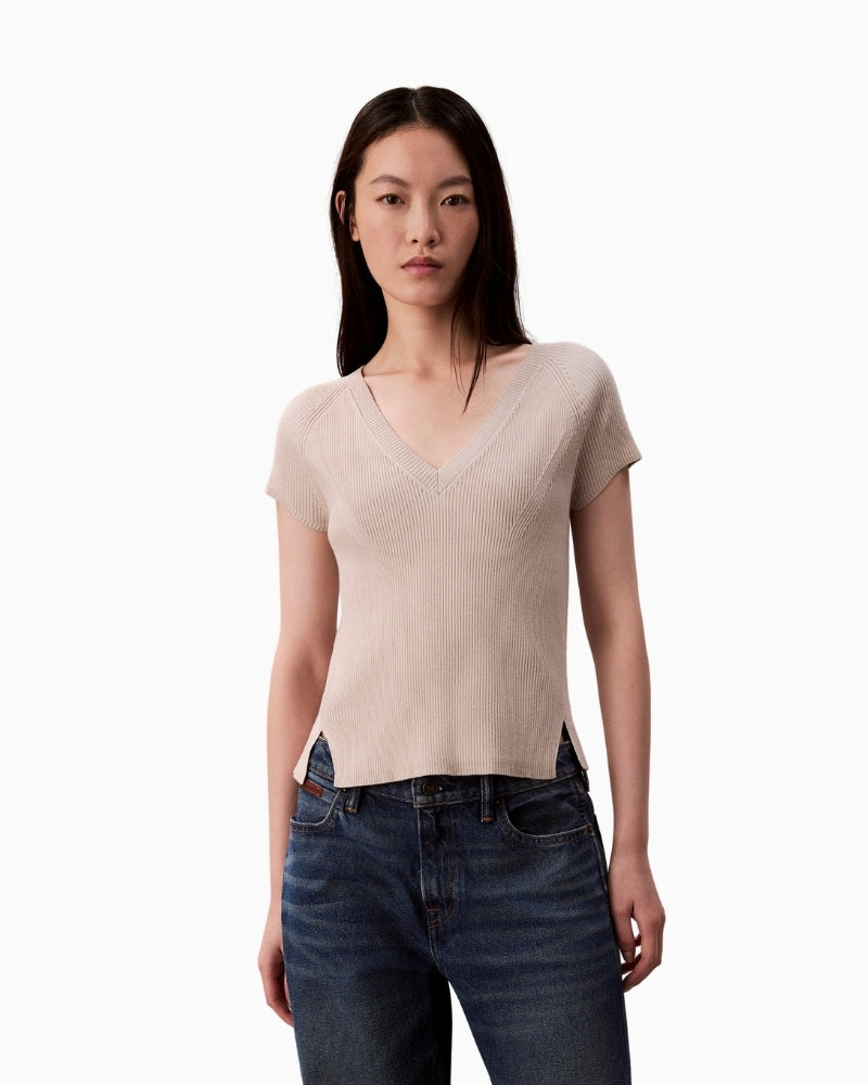 Off-white CK Jeans snowy plaited sleeveless knitted sweater