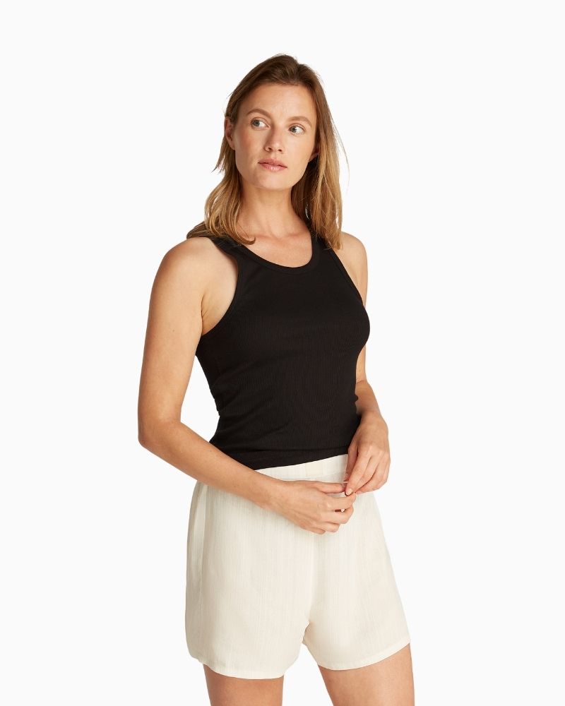 Calvin Klein 3-Pack Scoop Neck Cotton Tanks in neutral shades with logo tag