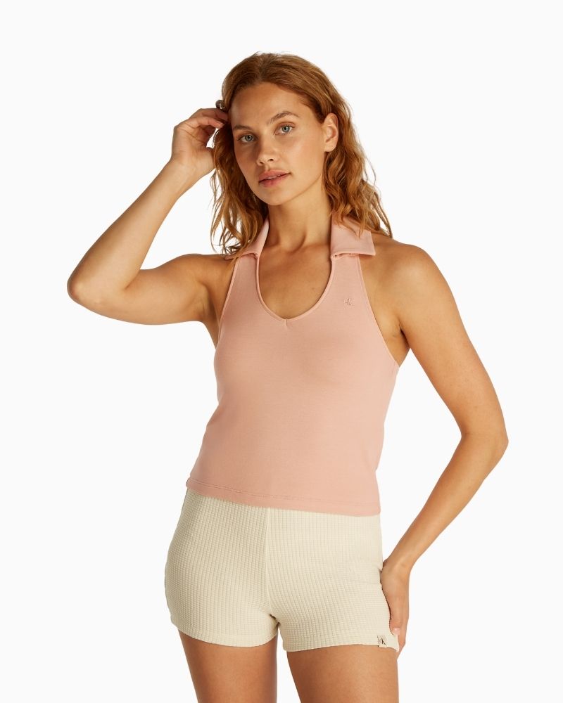 Calvin Klein - Halterneck Polo Collar Top