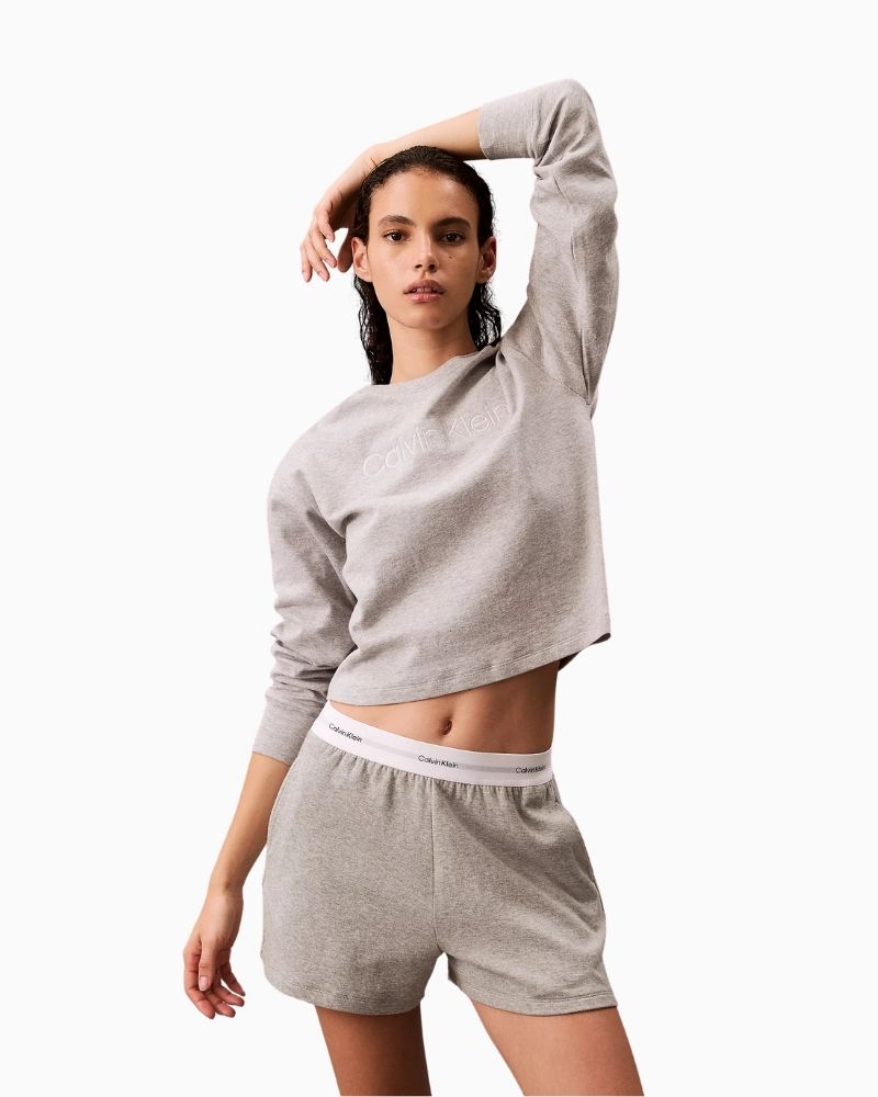 Calvin Klein Cotton Terry Lounge Shorts in light pink with signature waistband