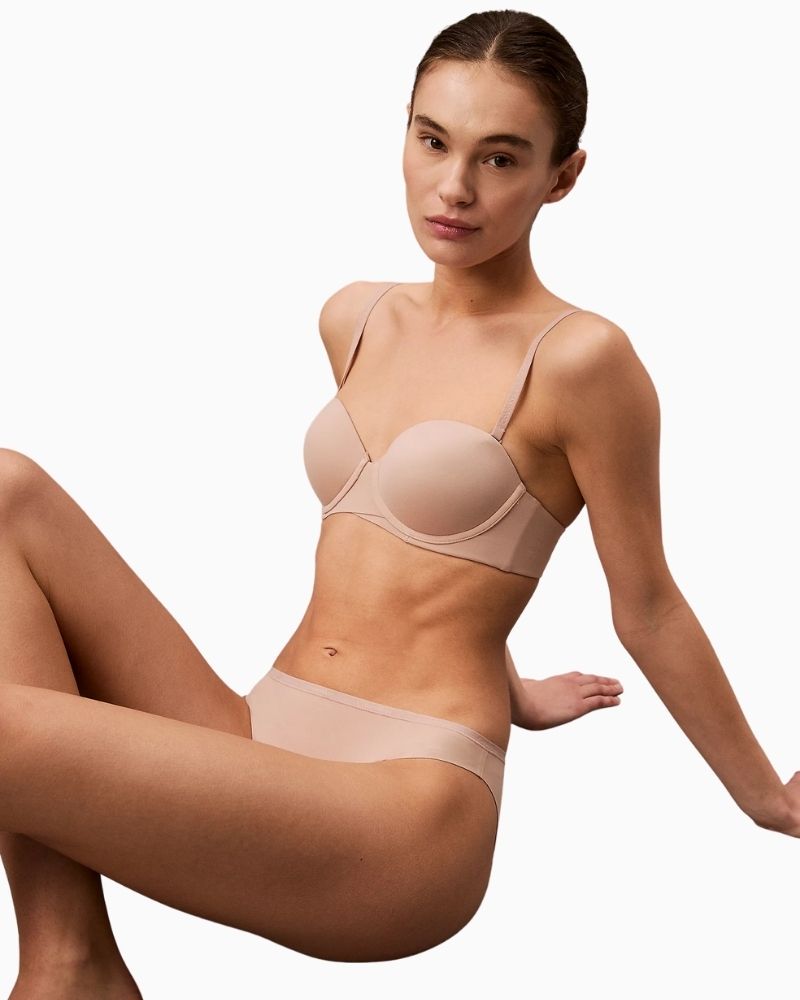 Calvin Klein Perfectly Fit Bikini Briefs in neutral tone with tonal logo waistband