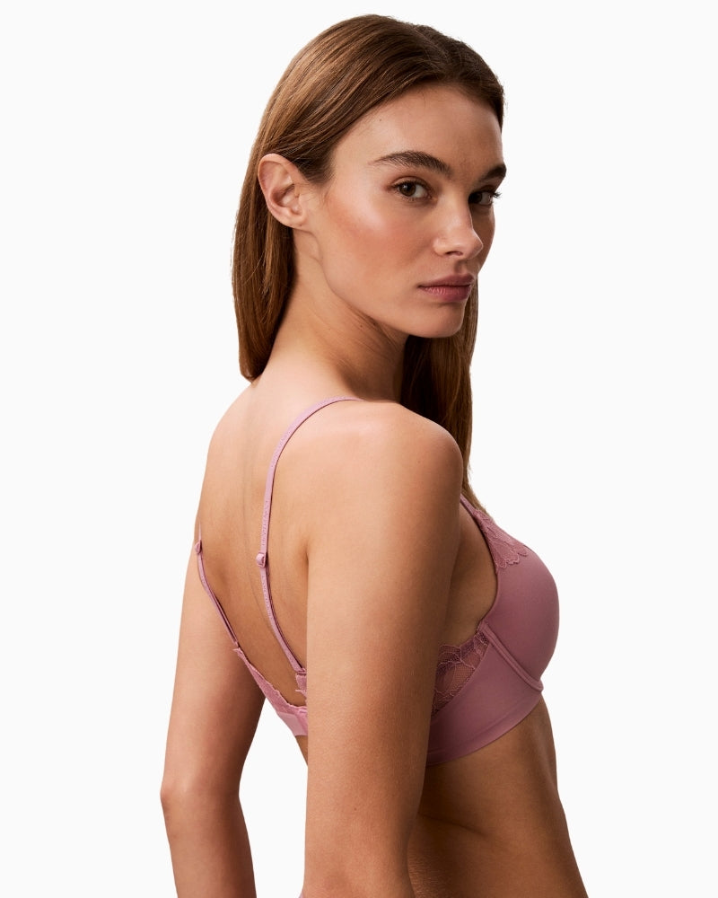 Pink Calvin Klein full coverage bra side view highlighting shape – Áines Boutique