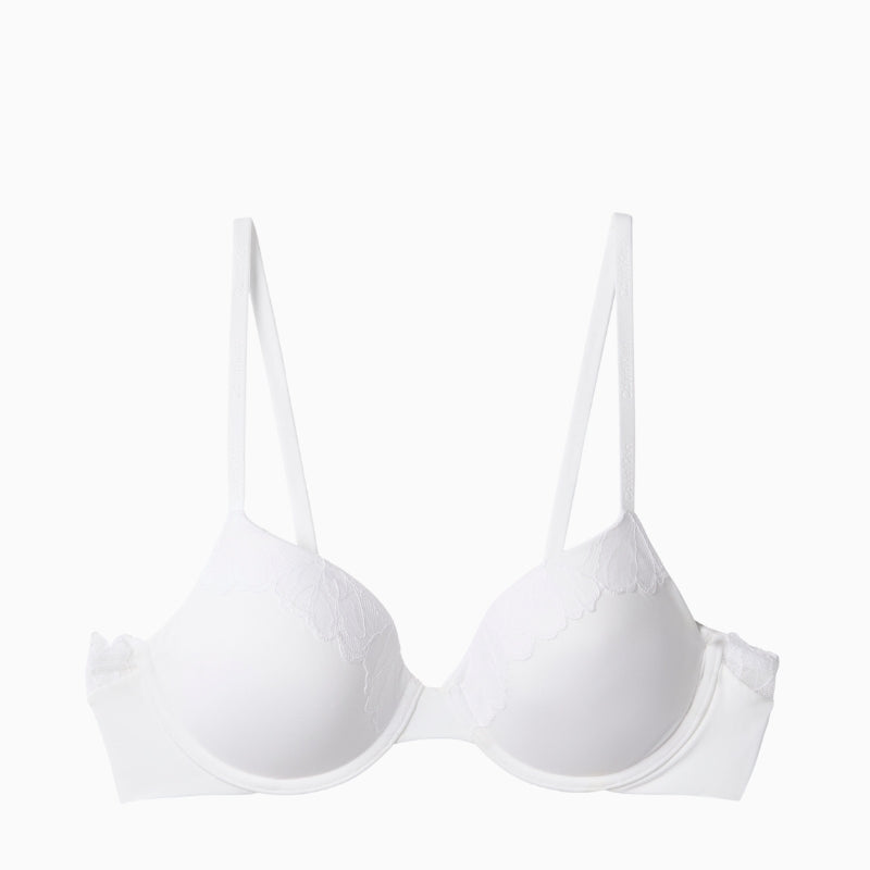 White Calvin Klein Perfectly Fit Lace full coverage bra front view – Áines Boutique