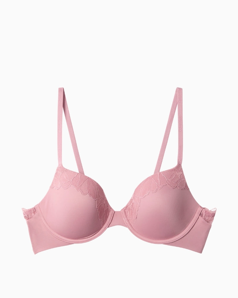 Pink Calvin Klein Perfectly Fit Lace full coverage bra front view on white background – Áines Boutique