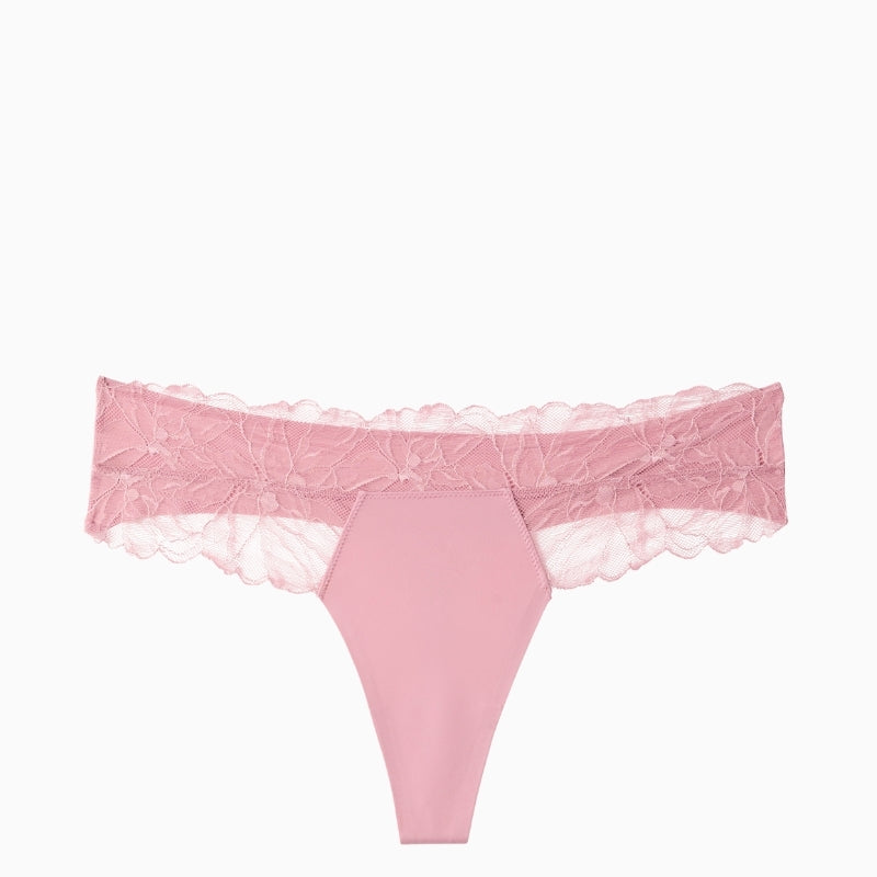Pink Calvin Klein Perfectly Fit Lace thong front view on white background – Áines Boutique