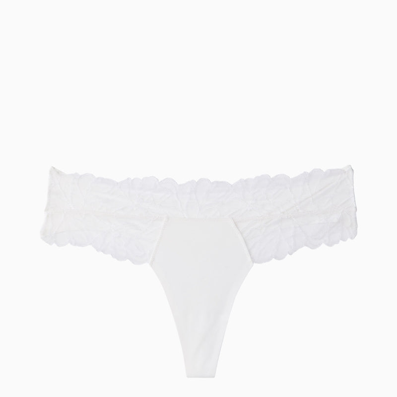 White Calvin Klein Perfectly Fit Lace thong front view on white background – Áines Boutique