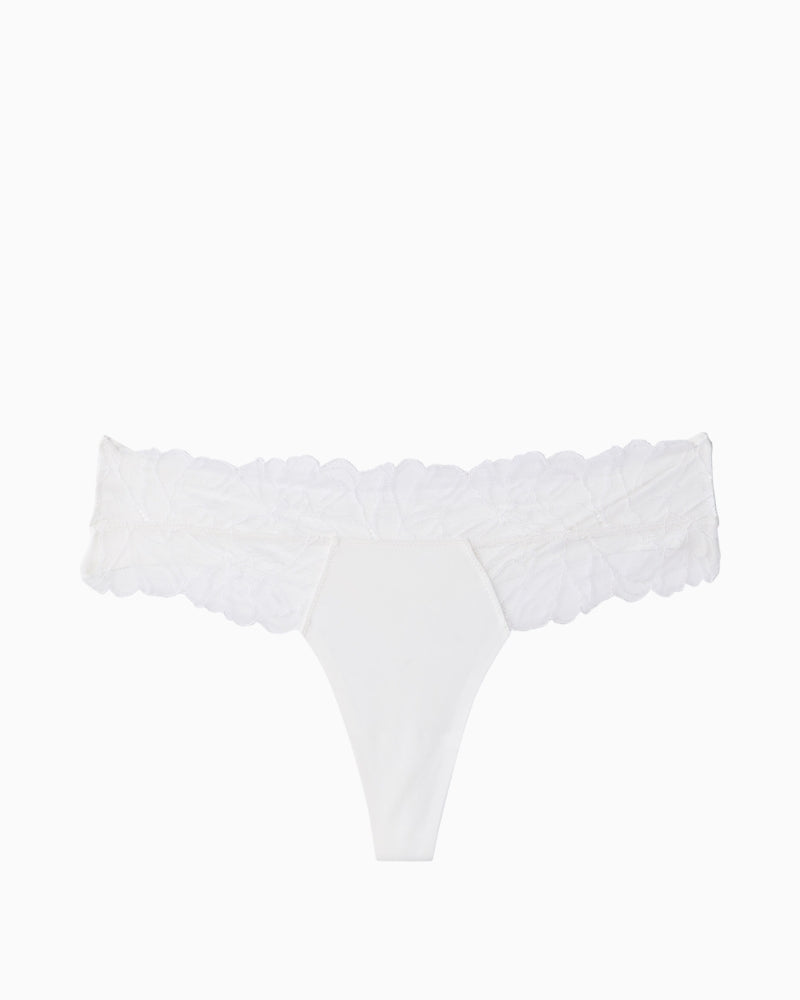 White Calvin Klein Perfectly Fit Lace thong front view on white background – Áines Boutique