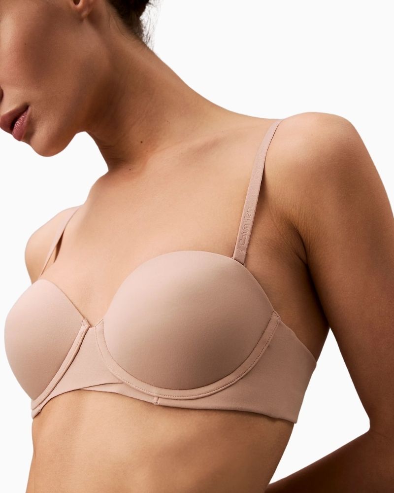 Side view of Calvin Klein bra with stay-put silicone tape for secure support