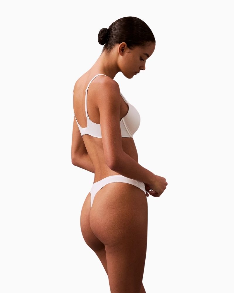 Side view of Calvin Klein Perfectly Fit Thong showing medium rise fit