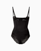 Back view of Calvin Klein bodysuit showing convertible straps and lace detail