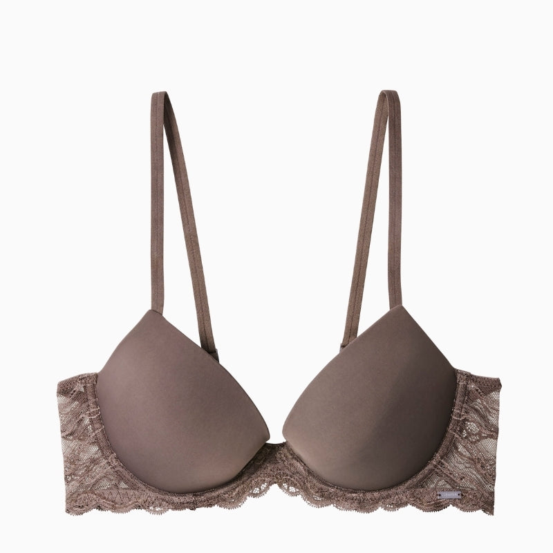 Pink Calvin Klein Perfectly Fit Lace full coverage bra front view on white background – Áines Boutique