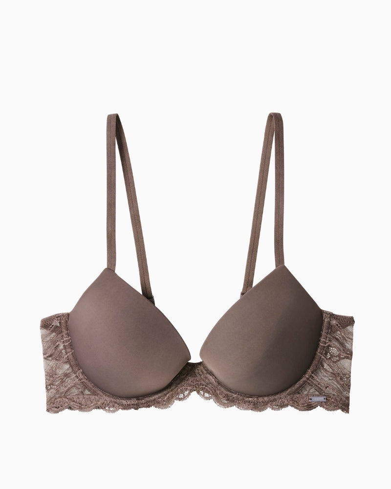 Pink Calvin Klein Perfectly Fit Lace full coverage bra front view on white background – Áines Boutique