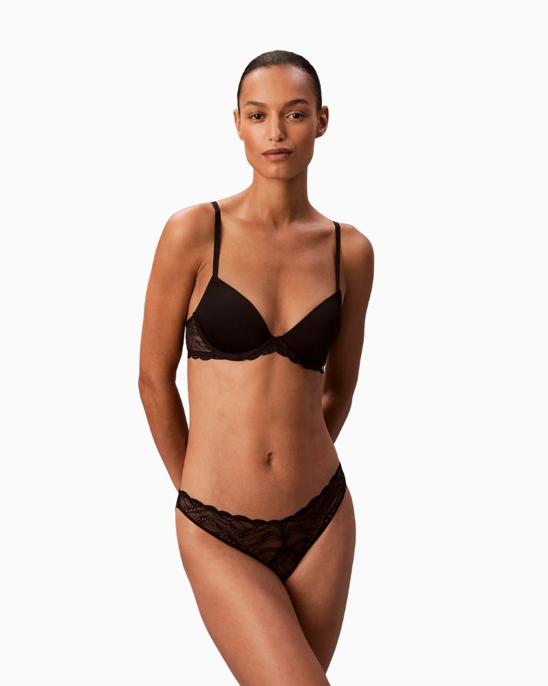 Calvin Klein lace demi bra with moulded cups and sheer lace panels