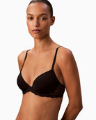 Close-up of lace texture and light padding in Calvin Klein bra