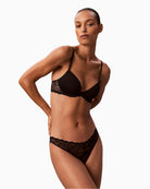 Side angle showing demi cup shape and underwire support