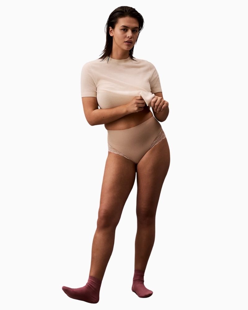 Calvin Klein Sensual Stretch Lace Shapewear Brief with microfibre front and sheer lace back