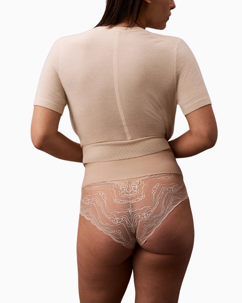 Back view of Calvin Klein Sensual Stretch Lace Shapewear Brief showing delicate lace detail