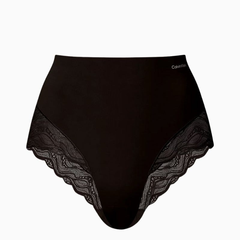 Calvin Klein Sensual Stretch Lace Shapewear Brief in black with soft microfibre and sheer lace