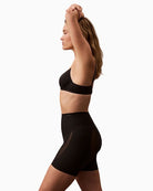 Side view of Calvin Klein shapewear shorts showing sculpting mesh panels