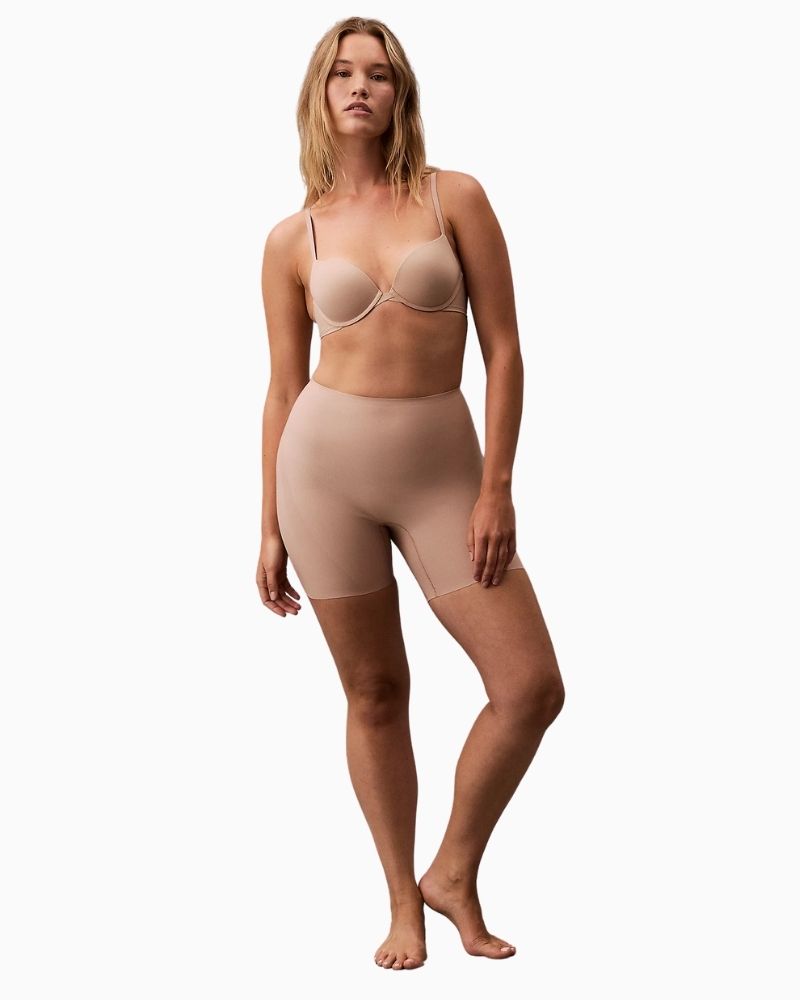 Calvin Klein Stay Put Mesh Sculpted Shapewear Shorts in nude with high-waist fit