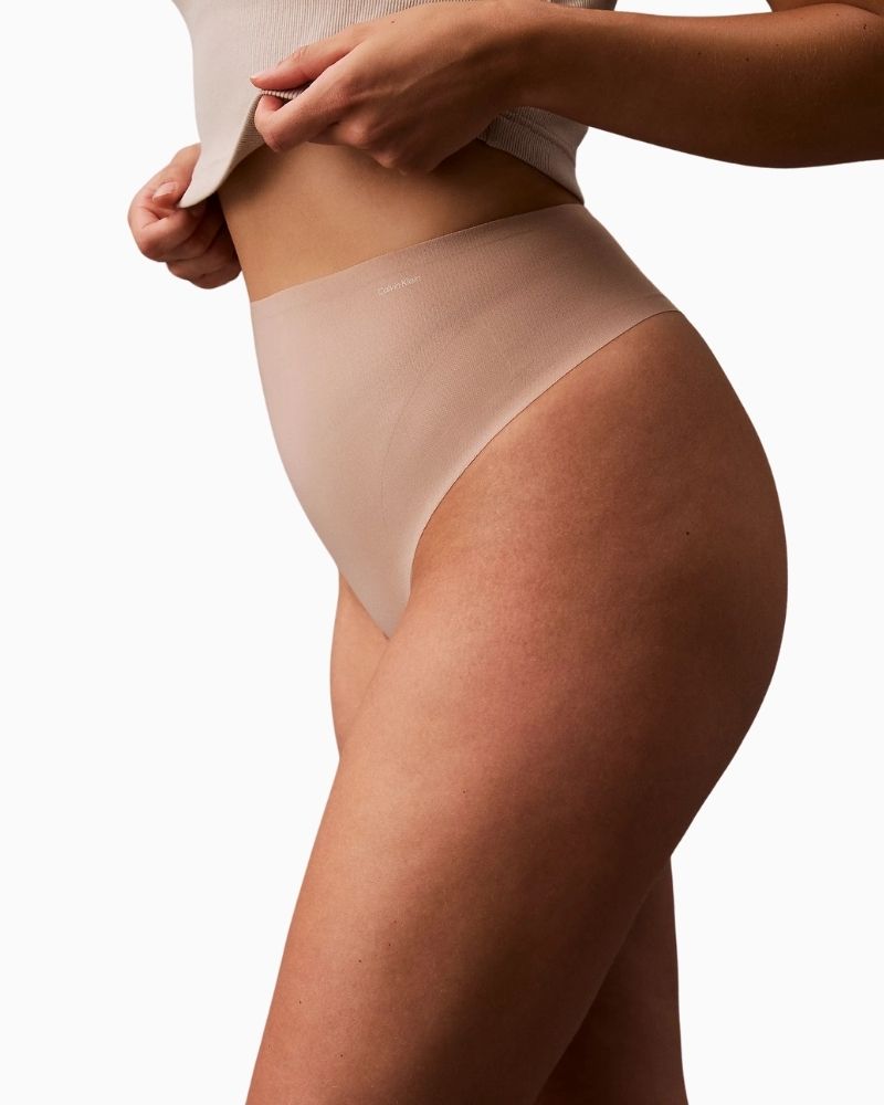 Close-up View of Calvin Klein thong with targeted tummy control panels
