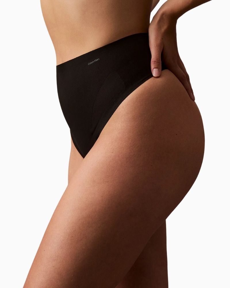 Close-up of Calvin Klein sculpted mesh panels offering tummy and hip support