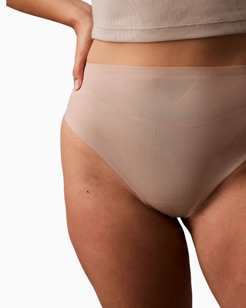 Close-up View of Calvin Klein thong with targeted tummy control panels