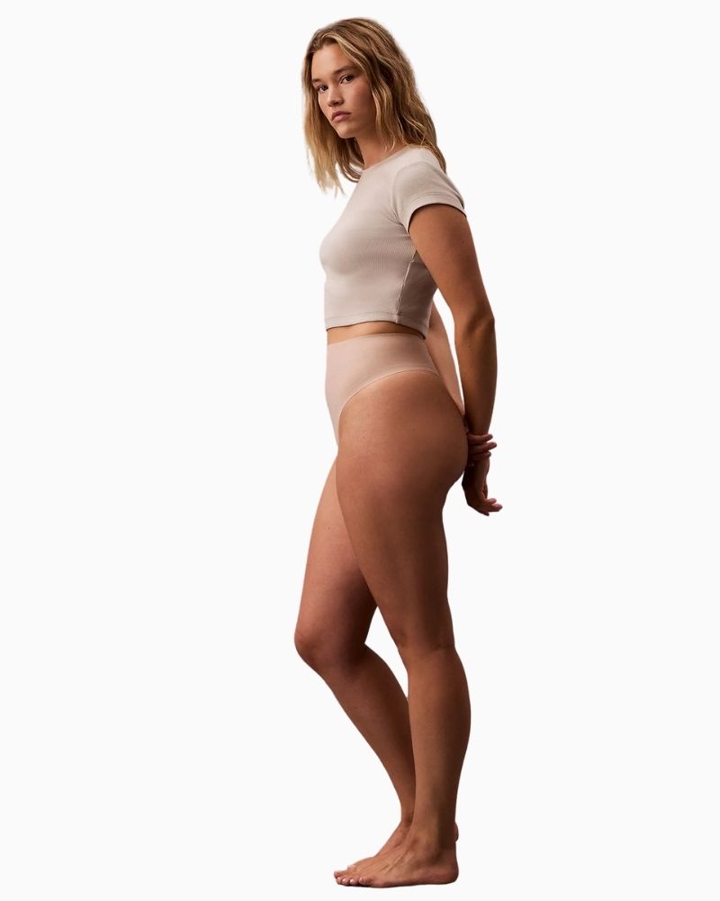 Side View of Calvin Klein thong with targeted tummy control panels