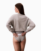 Back view of Calvin Klein grey cotton-blend sweatshirt with crew neck and ribbed cuffs