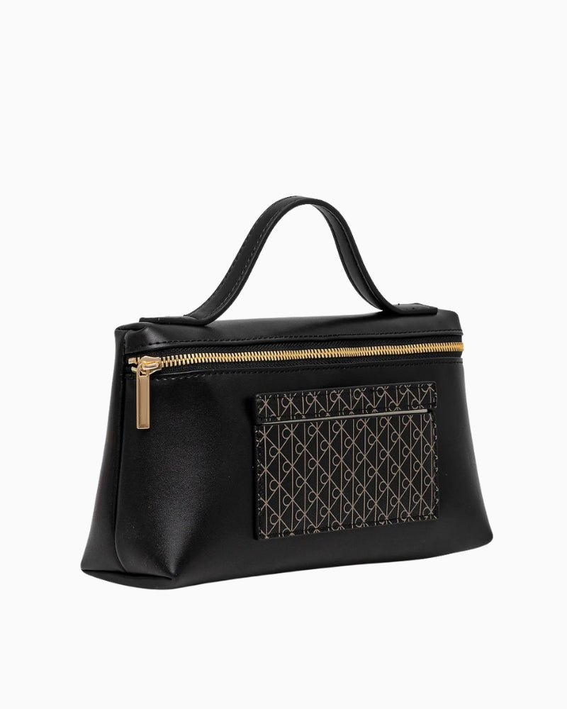 Side view of Calvin Klein black cosmetic bag – Áines Boutique