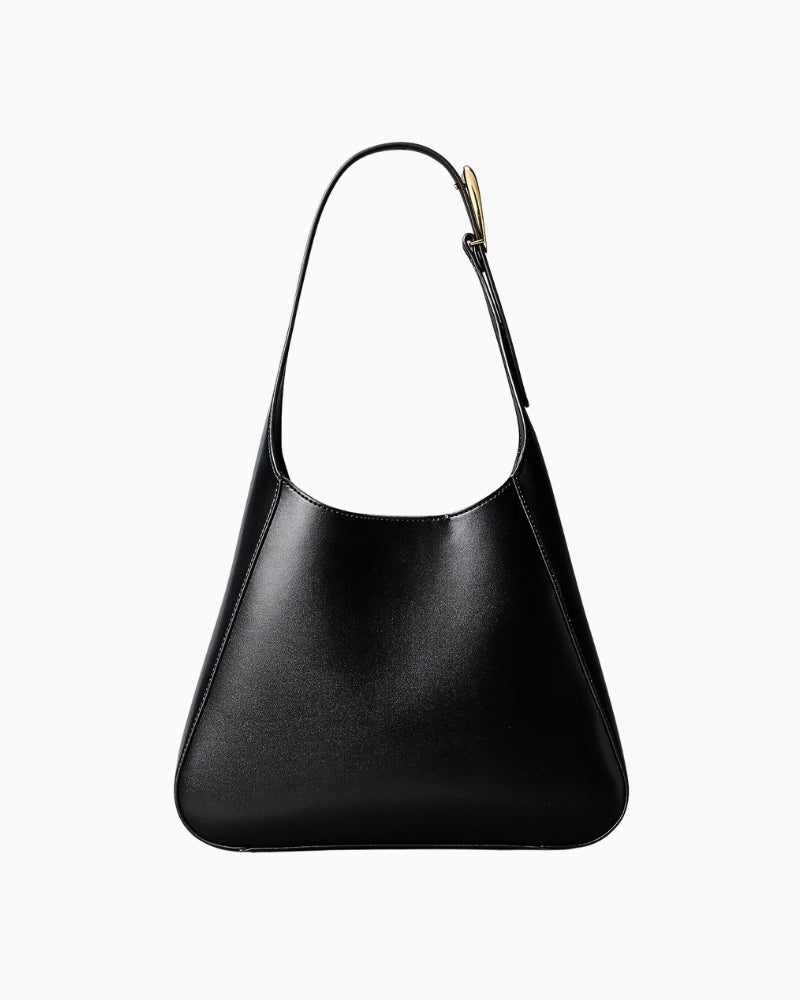 Calvin Klein engraved medium shoulder bag black front view – Áines Boutique