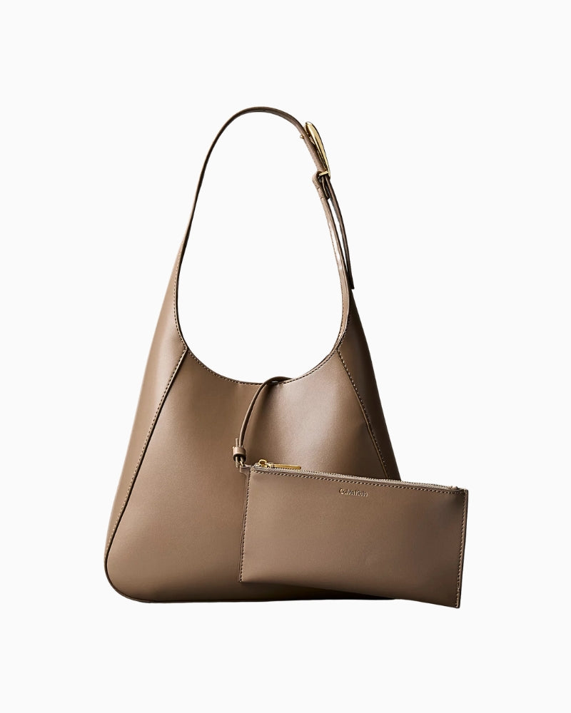 Long zip wallet included with Calvin Klein shoulder bag taupe – Áines Boutique