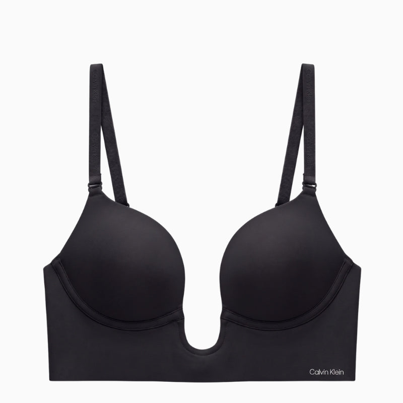 Calvin Klein Lightly Lined Minimal Plunge Bra in black front view