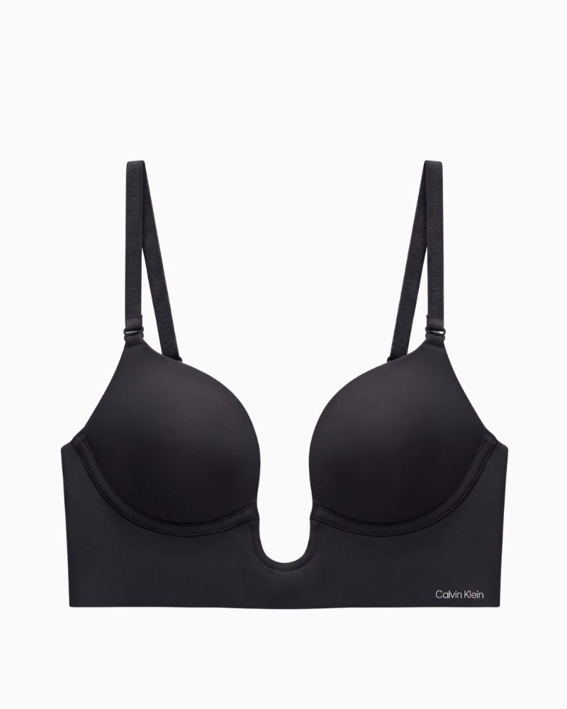 Calvin Klein Lightly Lined Minimal Plunge Bra in black front view