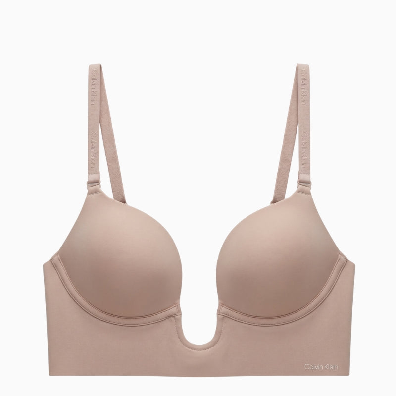 Calvin Klein Lightly Lined Minimal Plunge Bra in nude front view